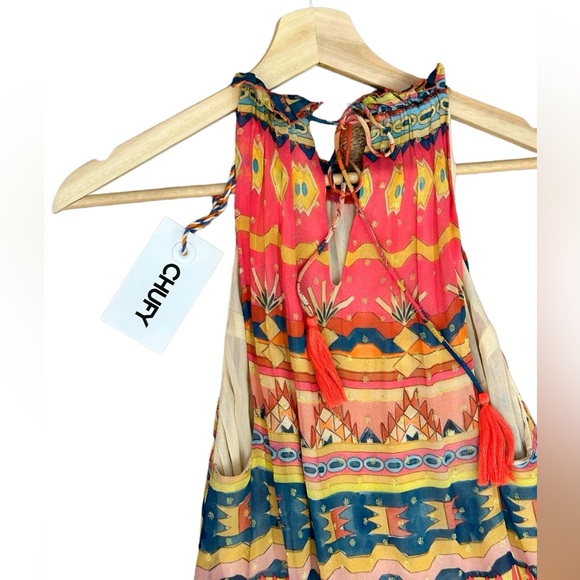 NWT Chufy Memories of Peru Mancora Viscose Lurex Chiffon Maxi Dress Size XS - Picture 7 of 13